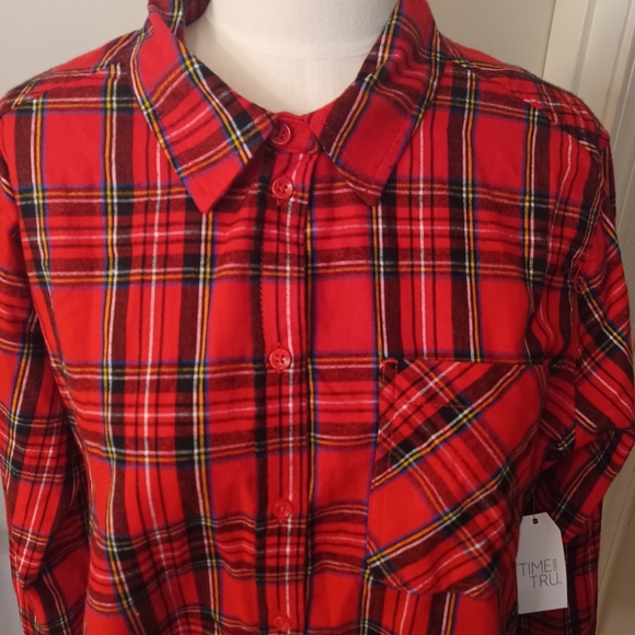 NWT Time and Tru holiday plaid button down flannel sz  XXL ONLY 1 LEFT - Picture 2 of 7